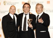 Danny Boyle with Sir Ian McKellen and Patrick Stewart at the Orange British Academy Film Awards in 2009