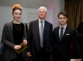 Actors Daniel Radcliffe and Holliday Grainger with BAFTA Chairman Tim Corrie.