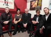 The Coronation Street 50th Anniversary Event panel from left to right: Kieran Roberts, Kym Marsh, Tony Warren, David Neilson and Phil Collinson. Pic: Steve Butler