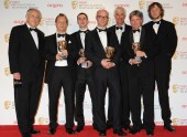 The winners of the BAFTA for Current Affairs alongside award presenter Jeremy Bowen.