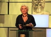 Jennifer Saunders collects the BAFTA for her recent performance in Absolutely Fabulous.