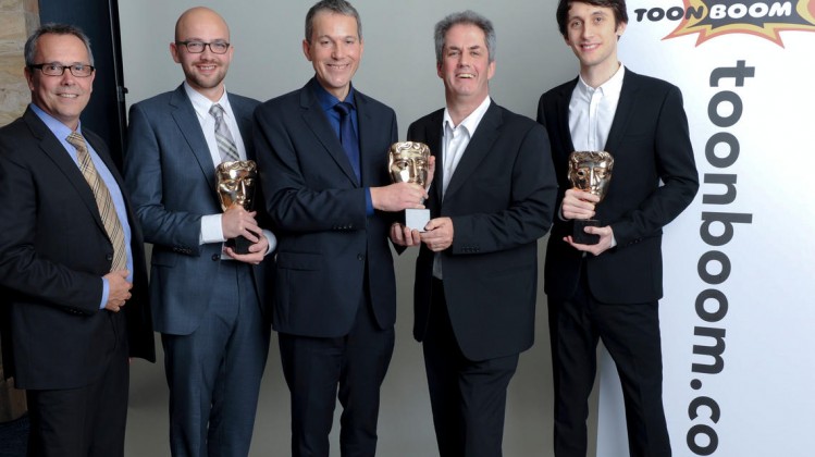 Animation winners in the press room in 2013, sponsored by Toon Boom