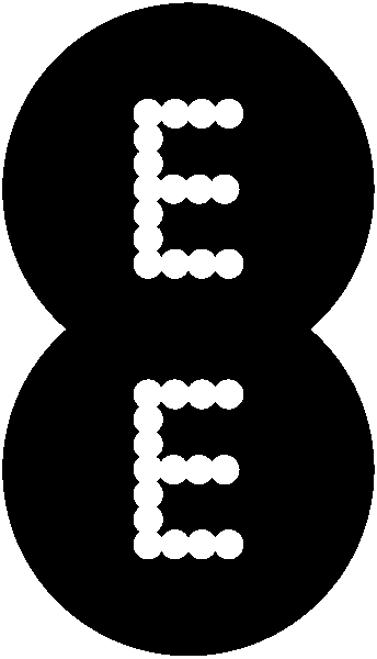EE logo. EE written in white in two stacked black circles.