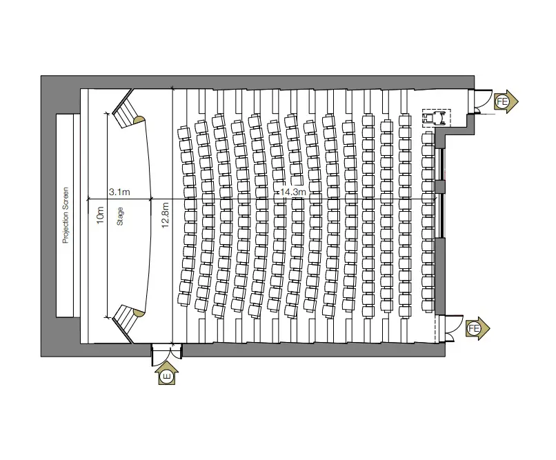 A floorplan for the Princess Anne Theatre