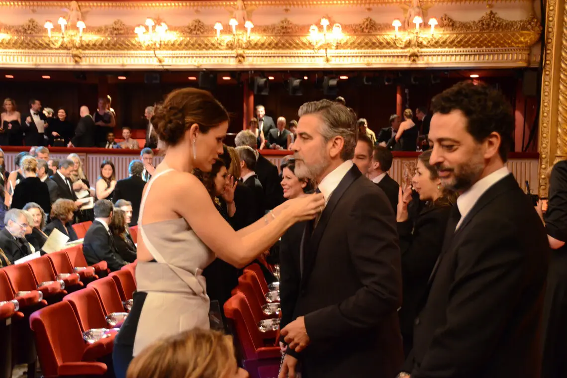 Guests arrive in the auditorium at the Royal Opera House before the EE British Academy Film Awards ceremony begins on Sun 10 Feb 2013.