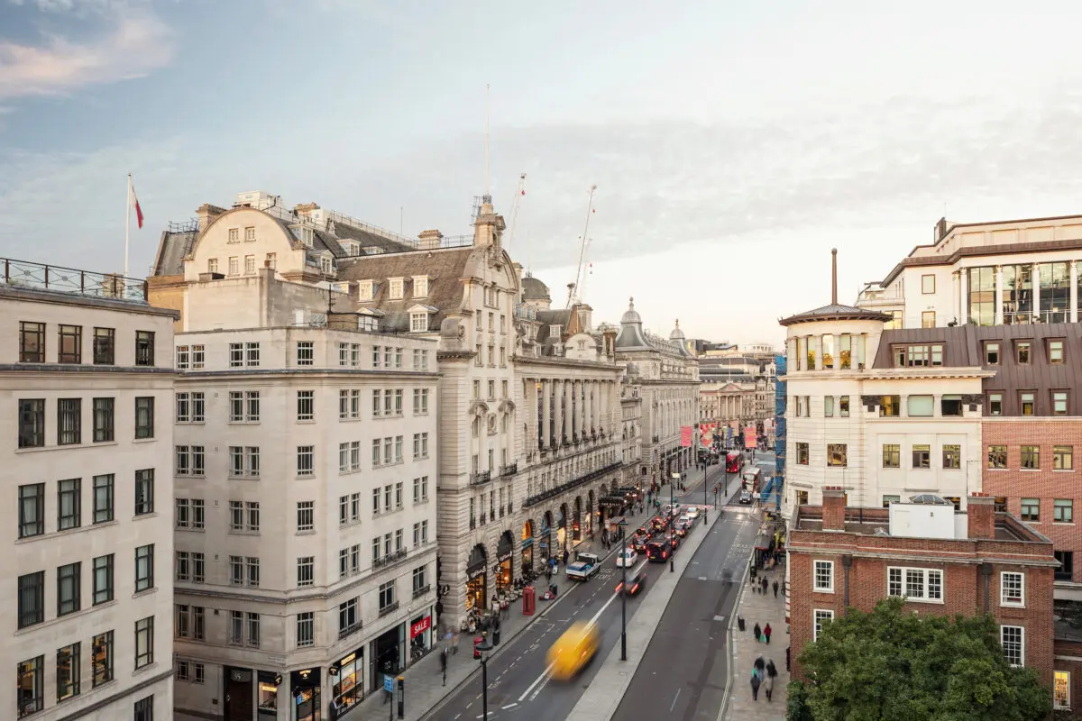 The view of Piccadilly from a rooftop.