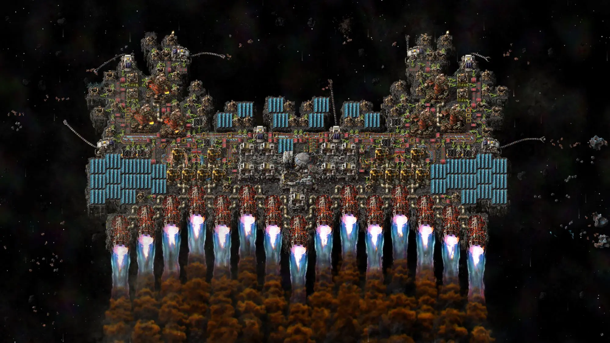 A mystical world with rockets heading towards it.