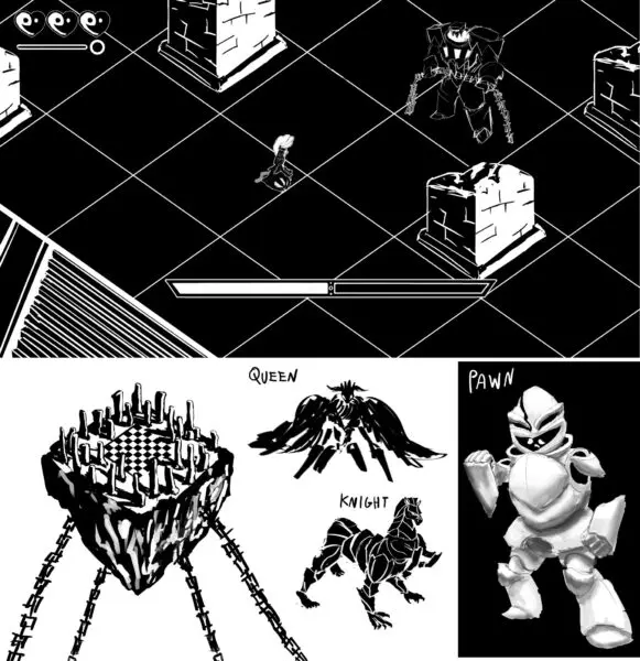 A concept design for the Material Shift game.