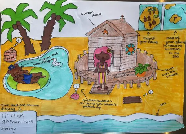 A concept design for the Seashell Bay game.