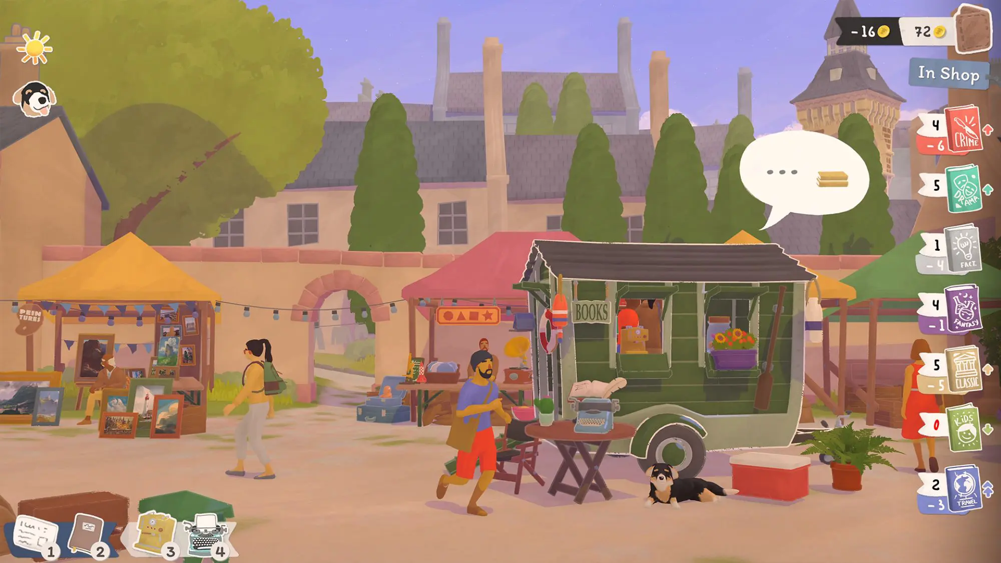 A screengrab from the game Tiny Bookshop.