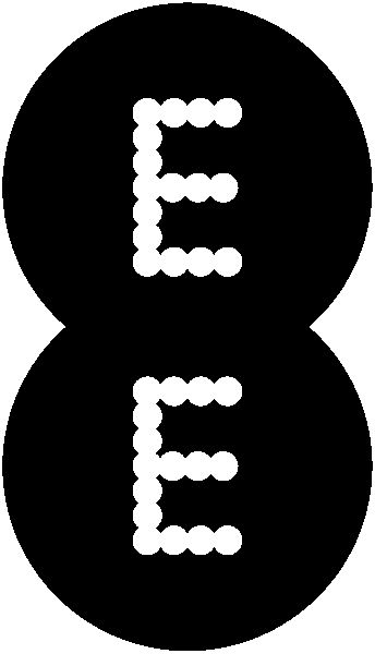 EE logo. EE written in white in two stacked black circles.